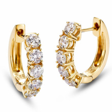 14k Gold Plating Silver Hoop Earrings Jewelry with Big CZ